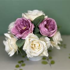 X Pink and white mini grave pot
