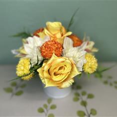 X Yellow and orange mini grave pot