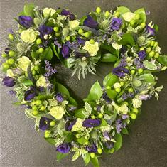 Loose open heart green and purple