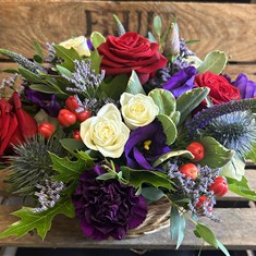 Heather basket arrangement 